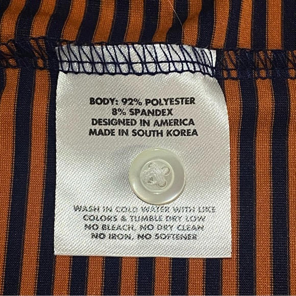 Rhoback Polo Shirt XXL Orange Navy Stripe Performance Golf Stretch Moisture Wick - Picture 6 of 7